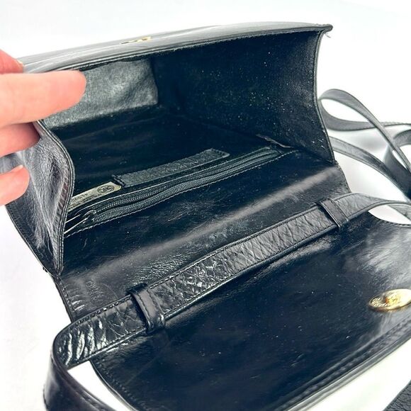 Oscar De La Renta Studio Black Leather Crossbody Shoulder Bag Purse Embroidered - Picture 10 of 16